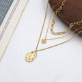 18K Gold Irregular Pendant Three-Layer Layered Choker