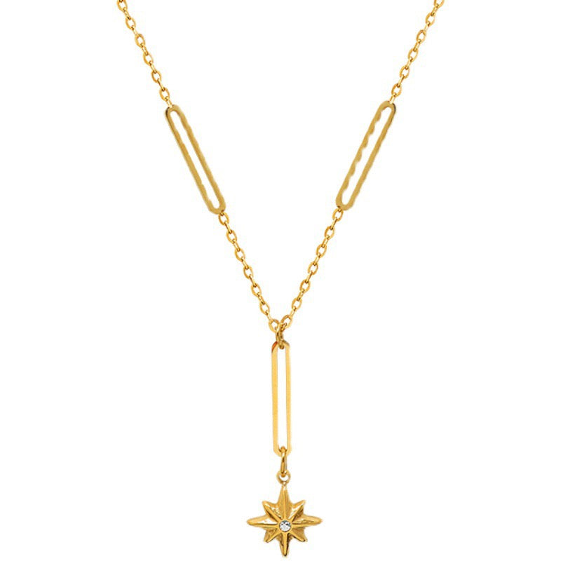 Hollow Star Dream Long Oval 14K Gold Necklace