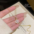 14K Gold Four-Leaf Zircon Choker Necklace