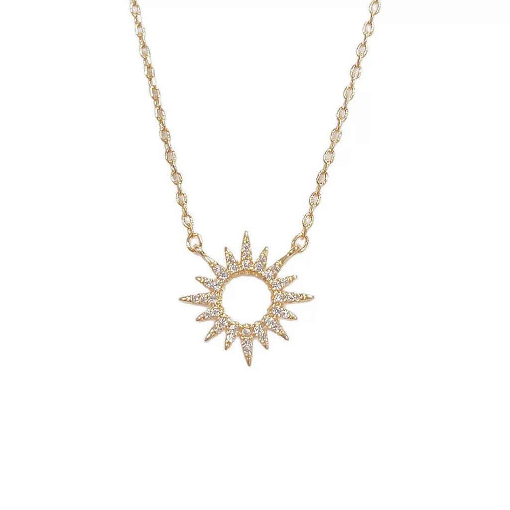 14K Gold Sparkling Little Sun Necklace