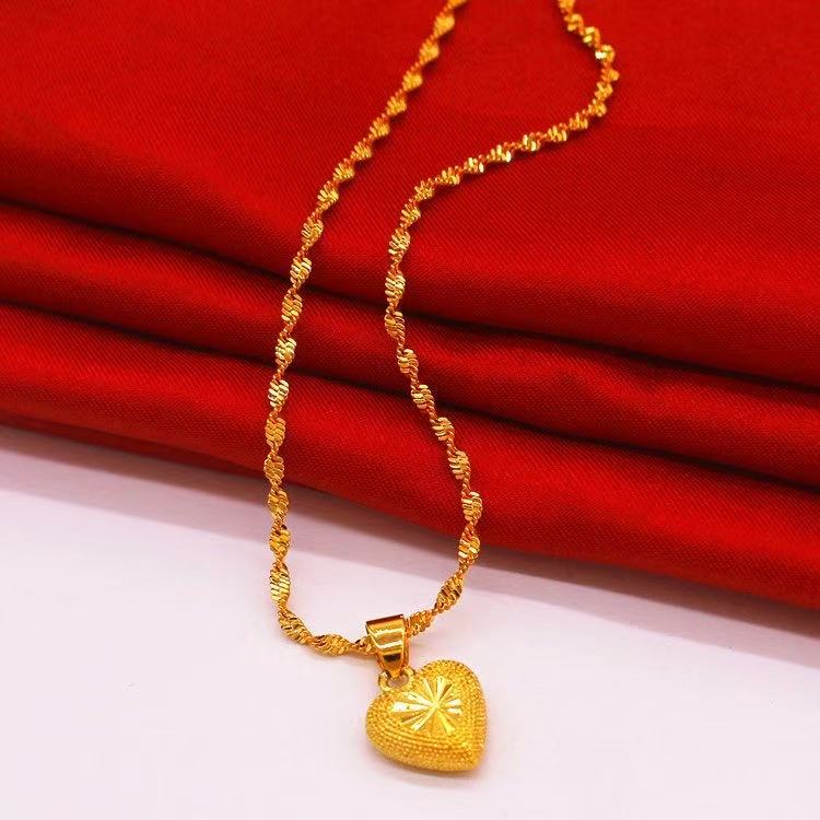 14K Gold Matte Heart Birthday Gift Choker Necklace