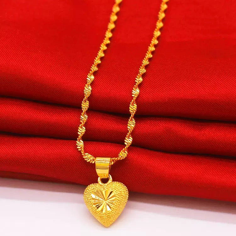14K Gold Matte Heart Birthday Gift Choker Necklace