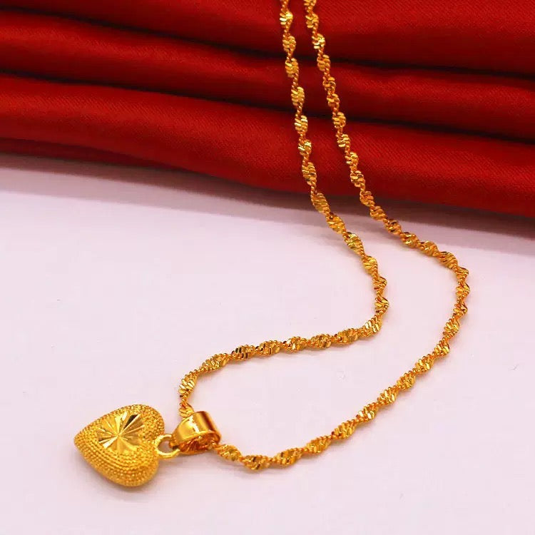 14K Gold Matte Heart Birthday Gift Choker Necklace