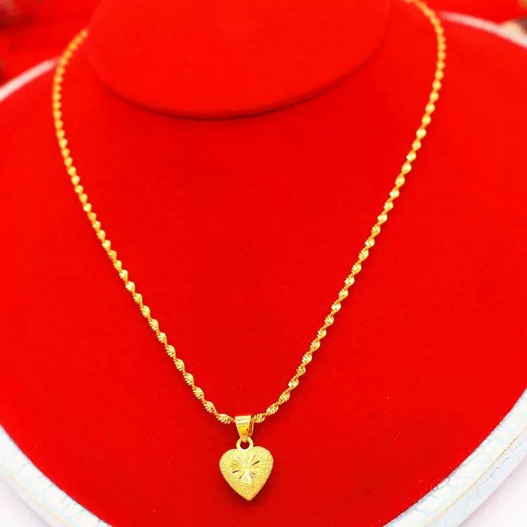 14K Gold Matte Heart Birthday Gift Choker Necklace
