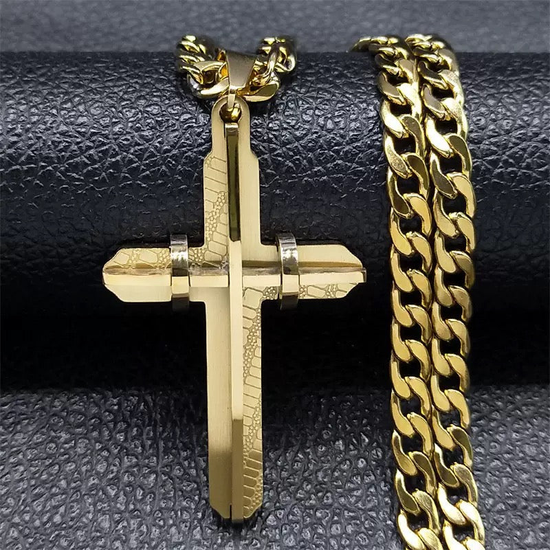 14K Gold Hip Hop Large Cross Pendant Necklace