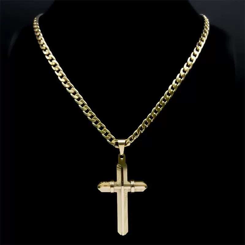 14K Gold Hip Hop Large Cross Pendant Necklace