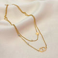 14k Gold Light Luxury Double-Layer CD Letter Adjustable Necklace