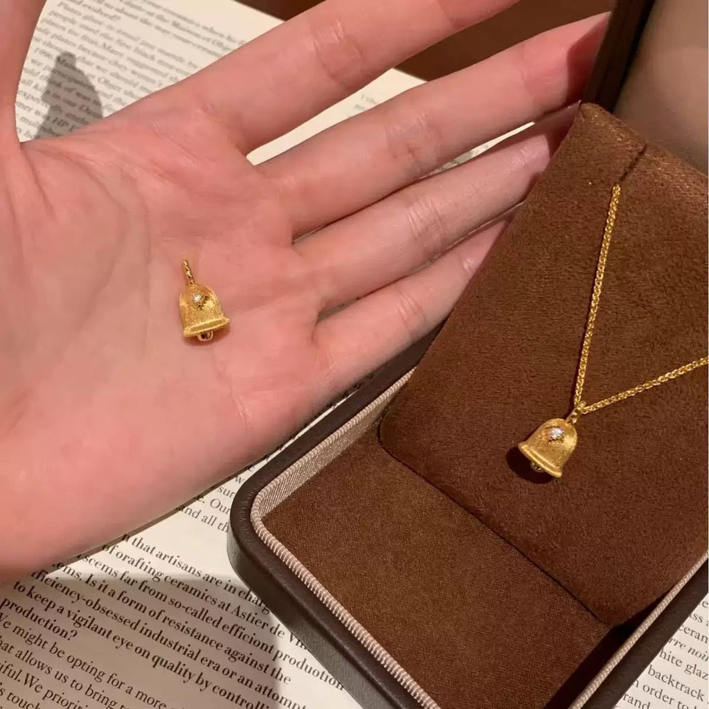 14k Gold Wish Bell Pendant Necklace
