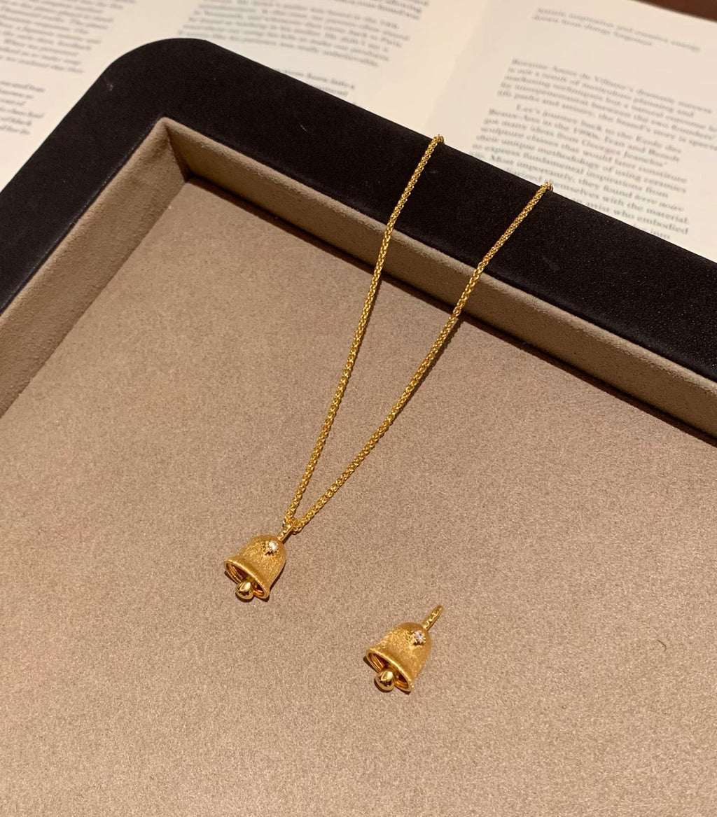 14k Gold Wish Bell Pendant Necklace