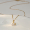14k Gold Sparkle Diamond Pearl Cherry Pendant Necklace