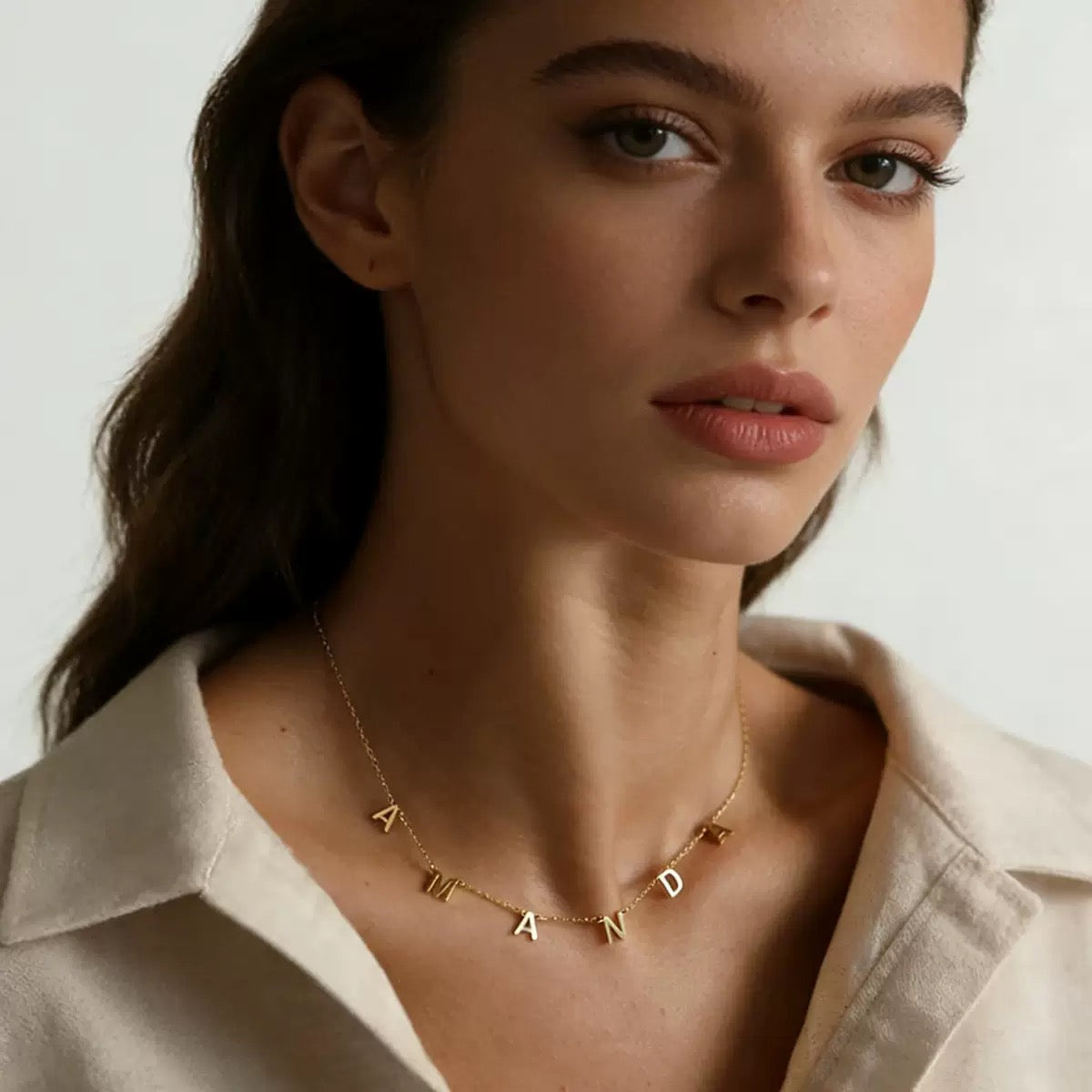 18k Gold Collarbone Chain Custom Letter Pendant