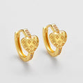 14k Gold Zircon Monogram Heart Hoop Earrings