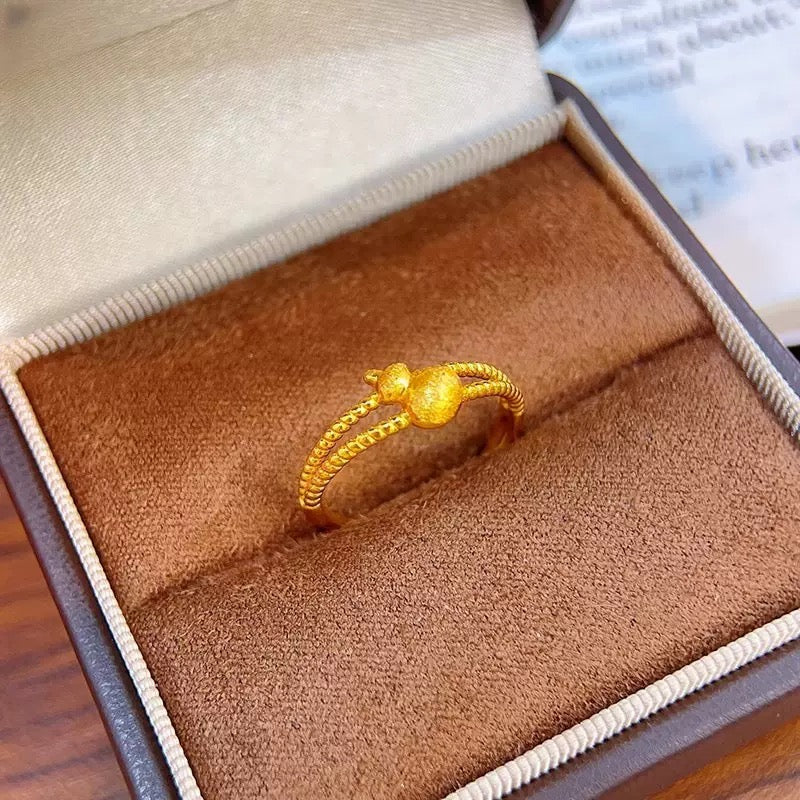 14k Gold Ancient Court Style Open Gourd Lucky Ring
