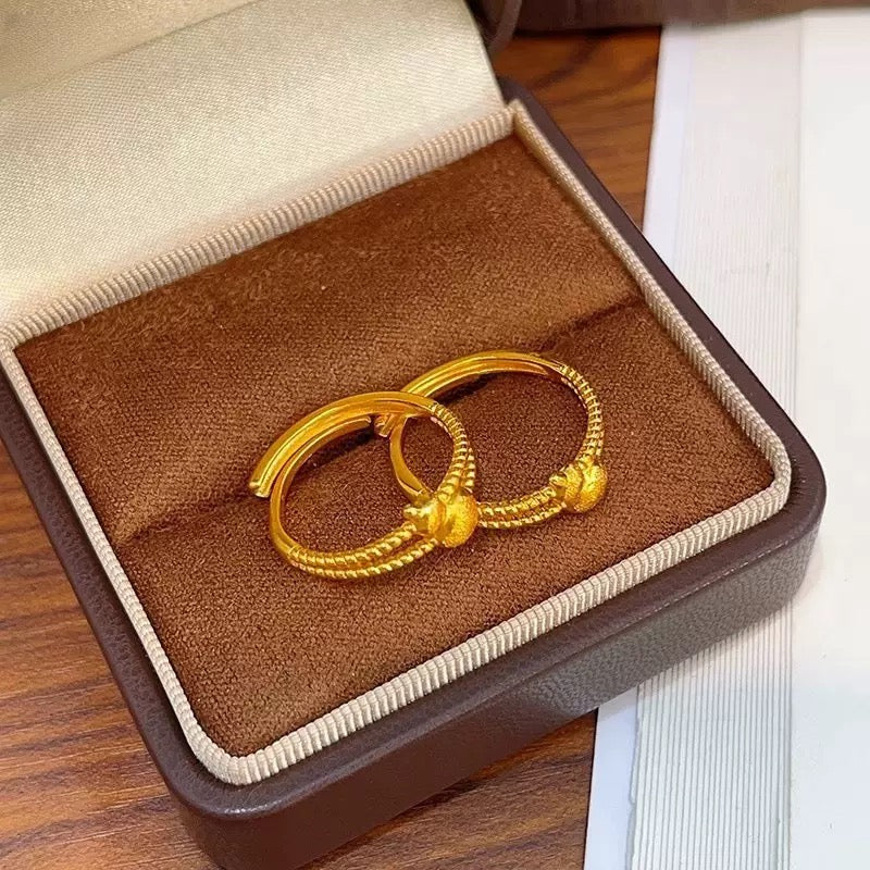 14k Gold Ancient Court Style Open Gourd Lucky Ring
