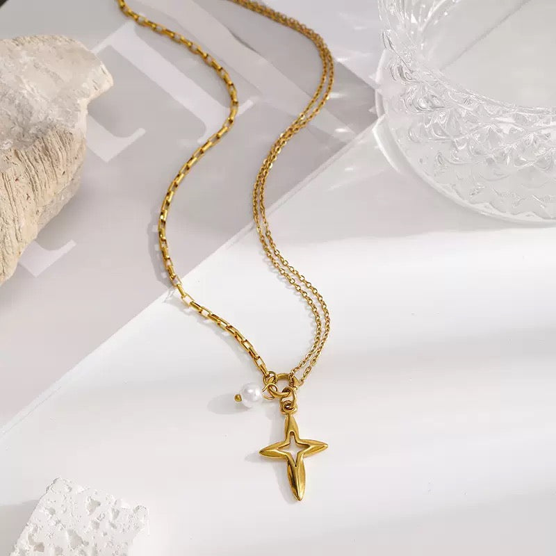 14k Gold Cross Pendant Necklace