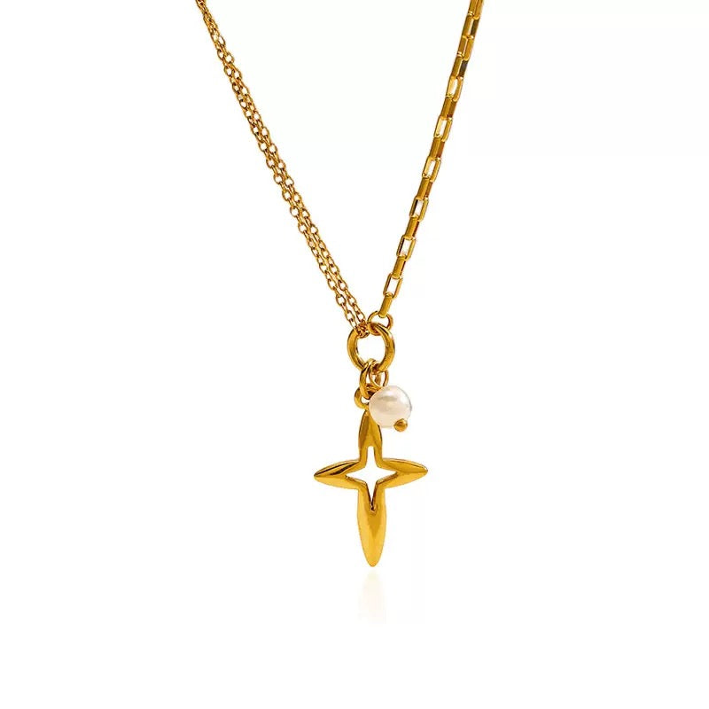 14k Gold Cross Pendant Necklace