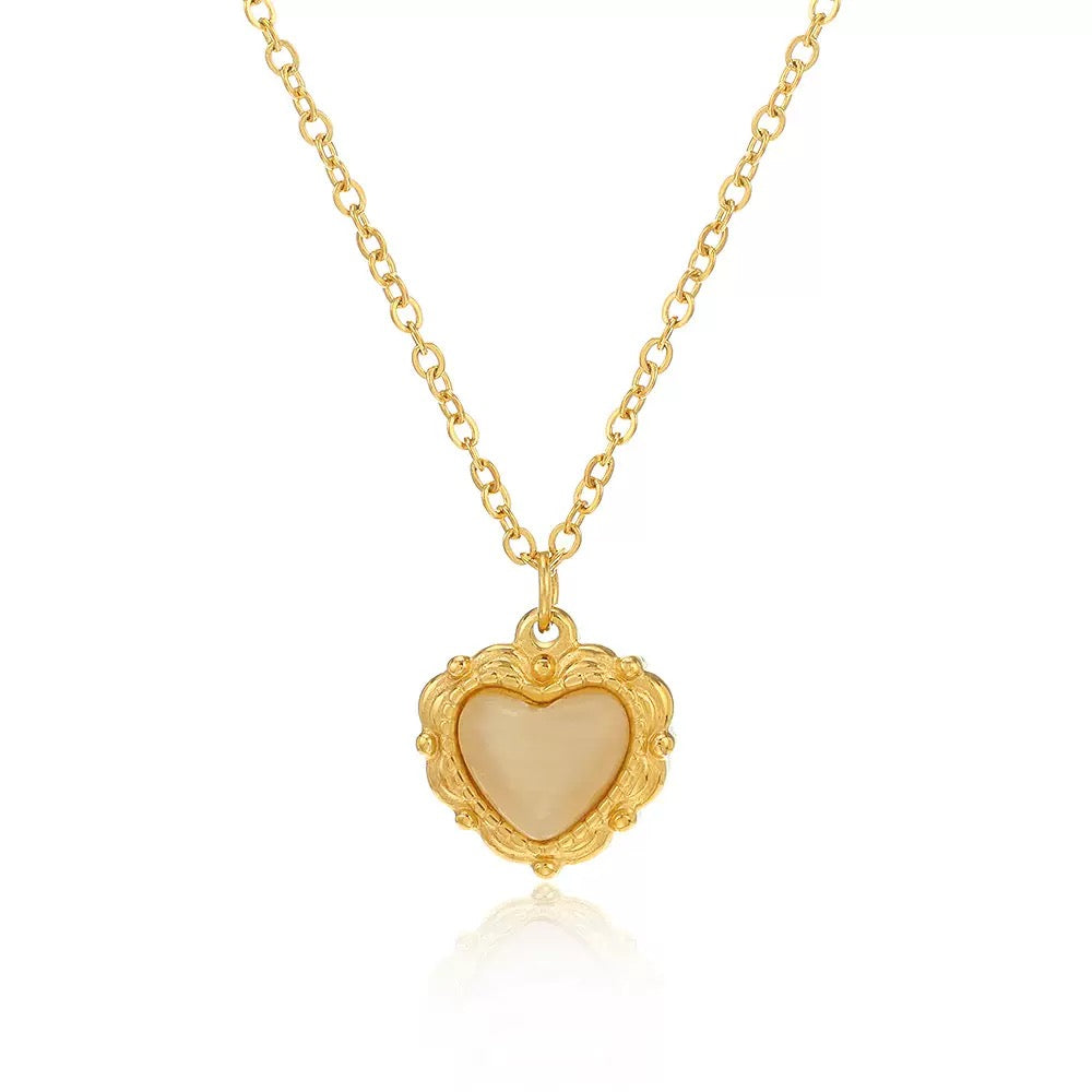 14k Gold Heart Zircon Collarbone Chain