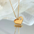 14k Gold Peach Heart Diamond Collarbone Chain