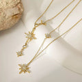 14k Gold Eight-Point Star Full Diamond Layering Necklace