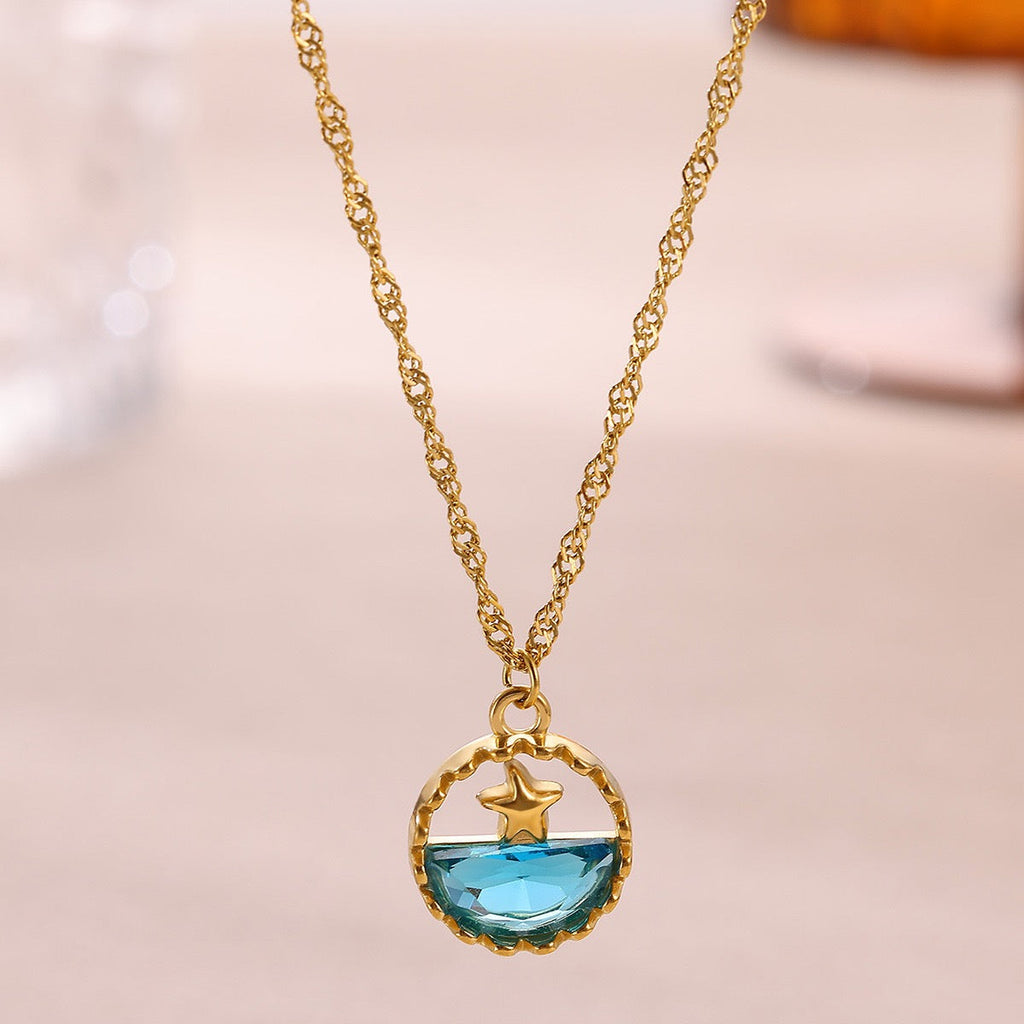 14k Gold Summer Beach Starfish Collarbone Chain