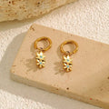 14k Gold Flower Drop Earrings