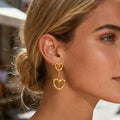 18k Gold Heart Asymmetric Earrings