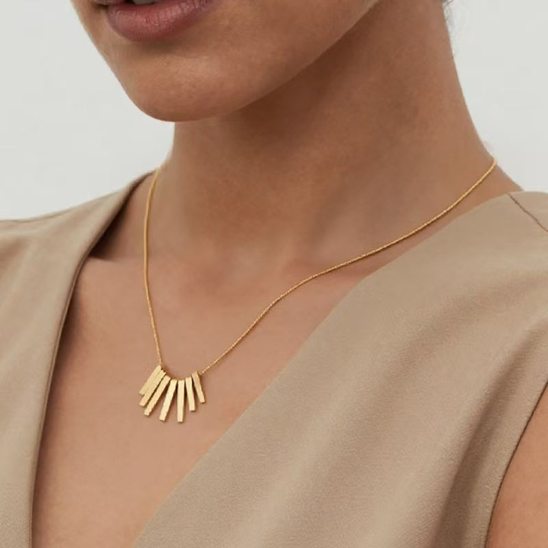 18K Gold Small Gold Bar Tassel Necklace