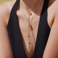 14k Gold Sugar Cube Sparkle Three Treasures of Sea Tassel Pendant