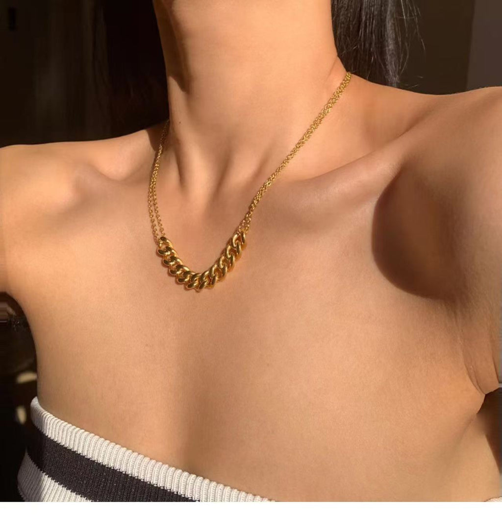 18K Gold Double-Layer Collarbone Chain