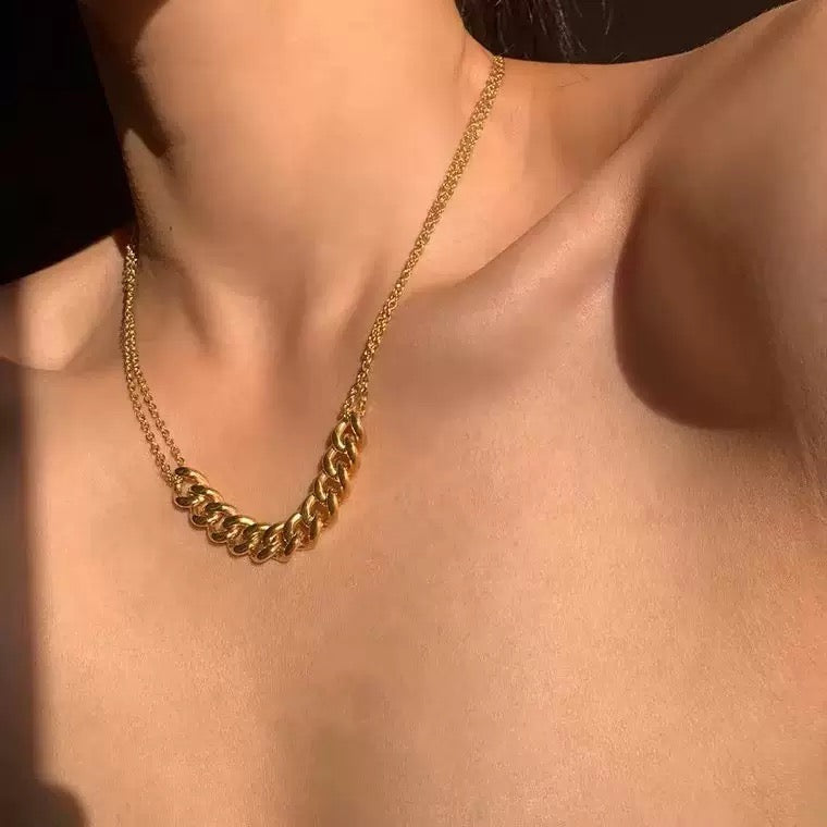 18K Gold Double-Layer Collarbone Chain