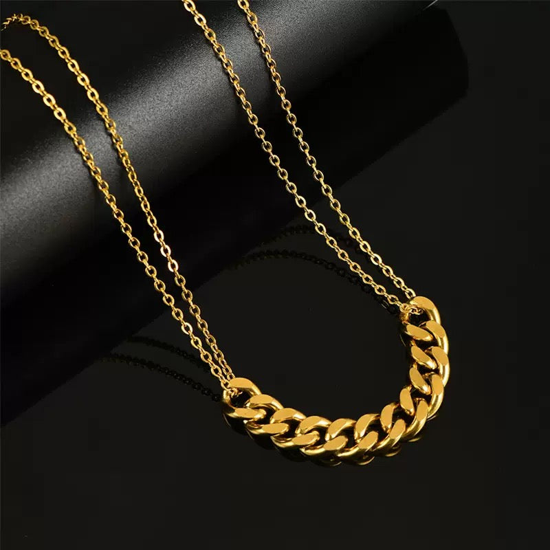 18K Gold Double-Layer Collarbone Chain