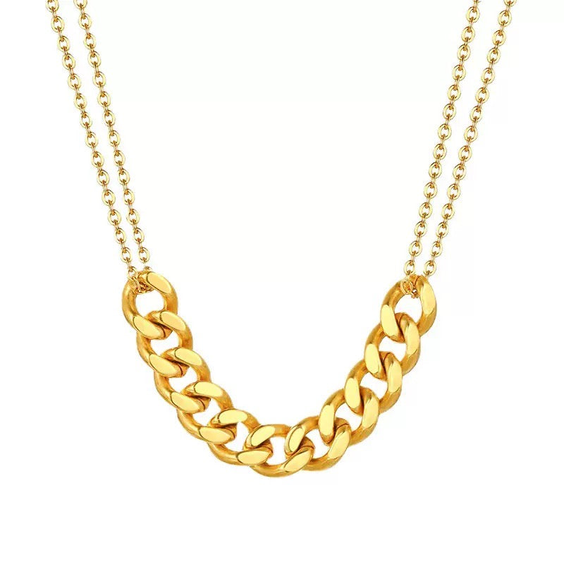 18K Gold Double-Layer Collarbone Chain