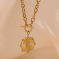18K Gold Eight-Point Star Diamond Disc Pendant Necklace
