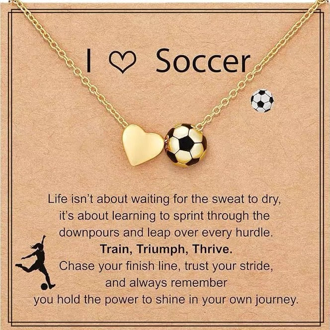 New Creative 14K Gold Heart-Shaped Soccer Necklace