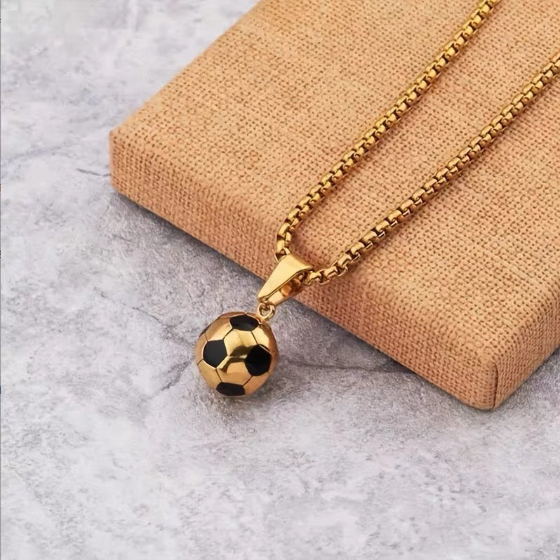 New 14K Gold Soccer-Themed Fashion Pendant Necklace
