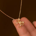 14K Gold Bow Pendant Necklace