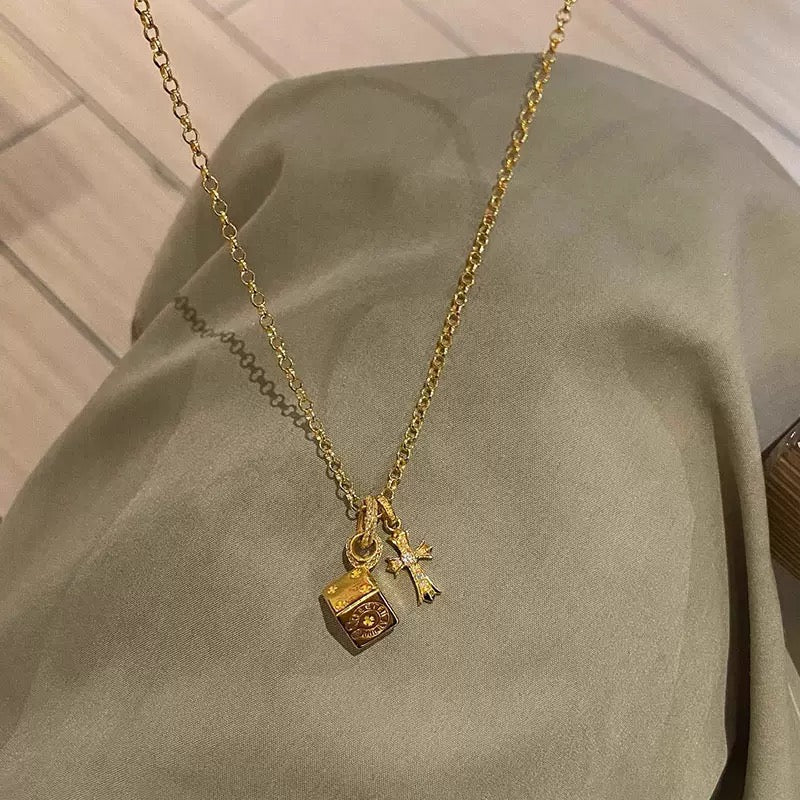 Latest Solid Cross Dice Pendant Necklace