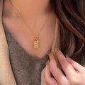 14K Gold Sparkling Diamond Four-Leaf Flower "Peace & Safety" Pendant Necklace
