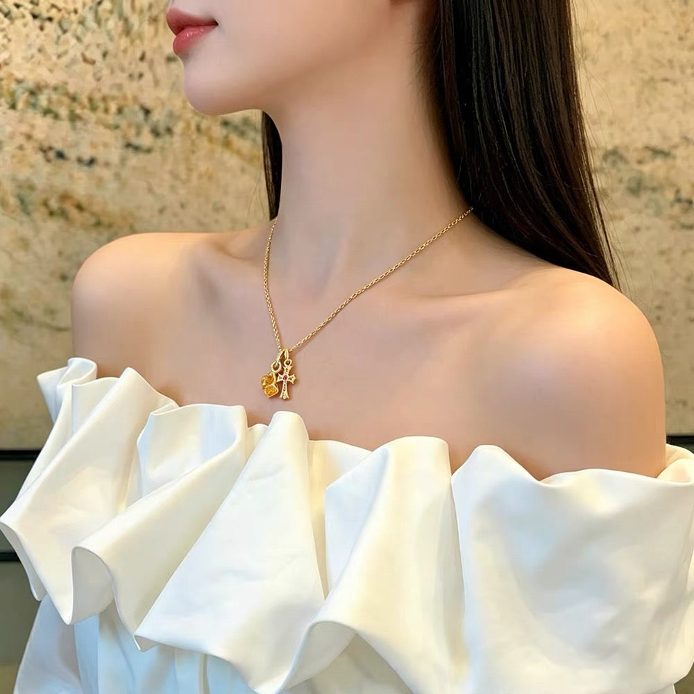 Latest Solid Cross Dice Pendant Necklace