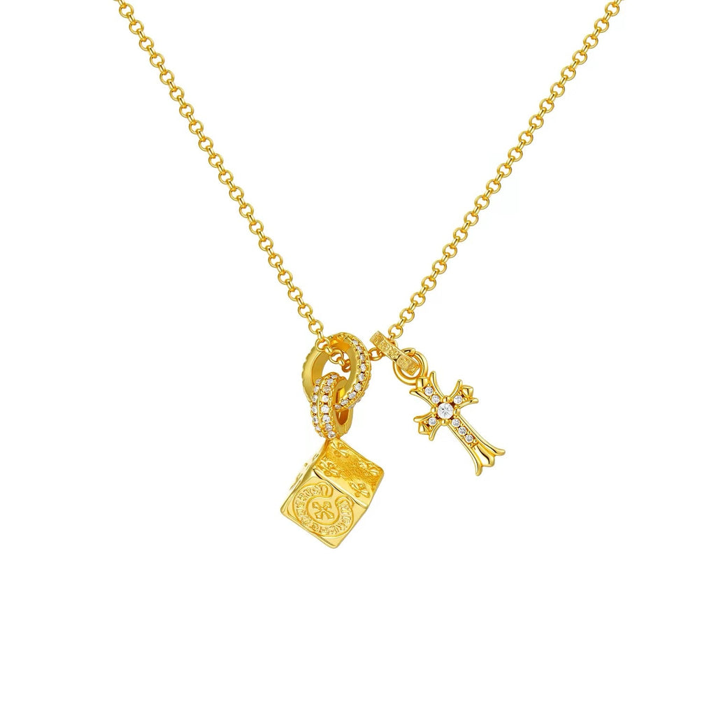 Latest Solid Cross Dice Pendant Necklace