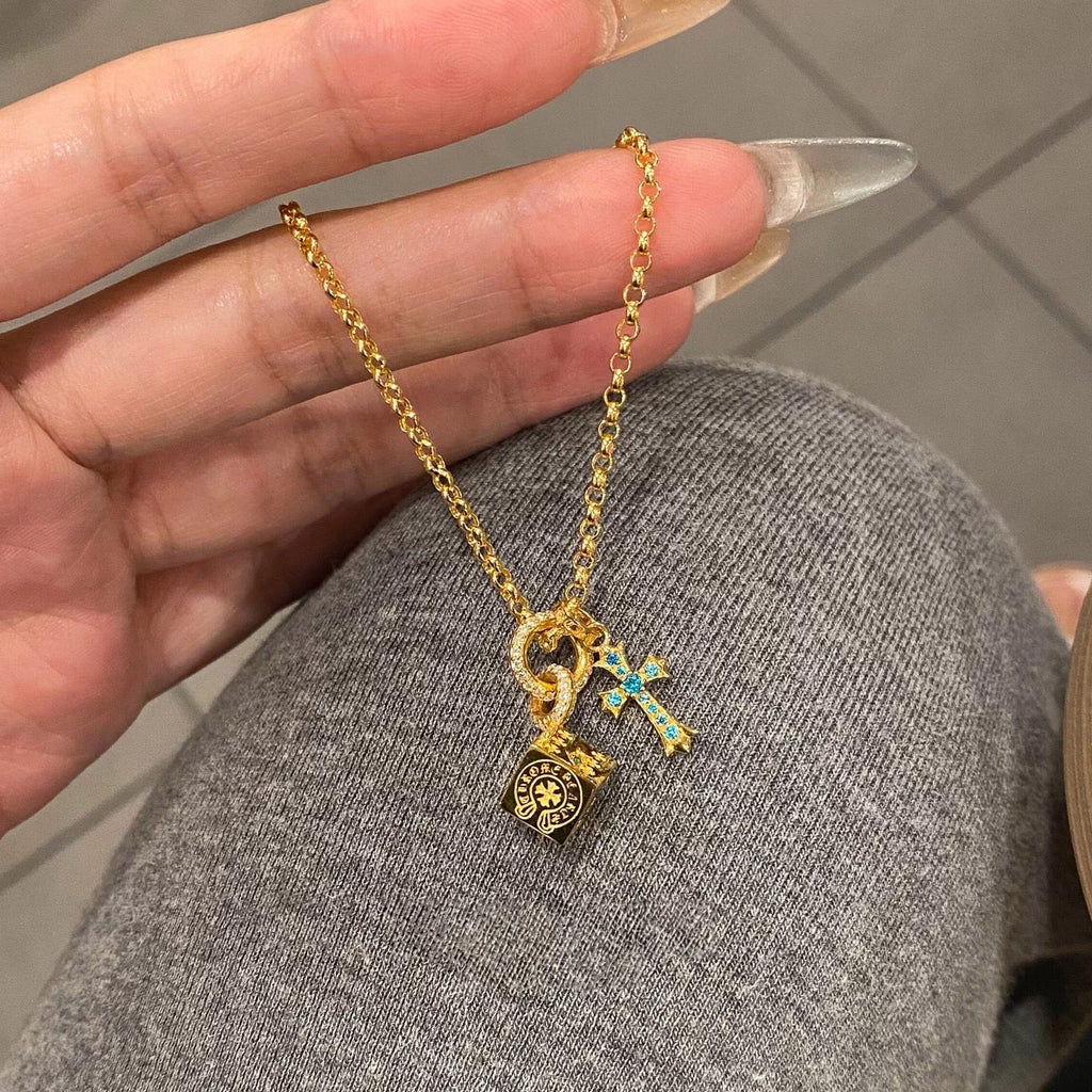 Latest Solid Cross Dice Pendant Necklace