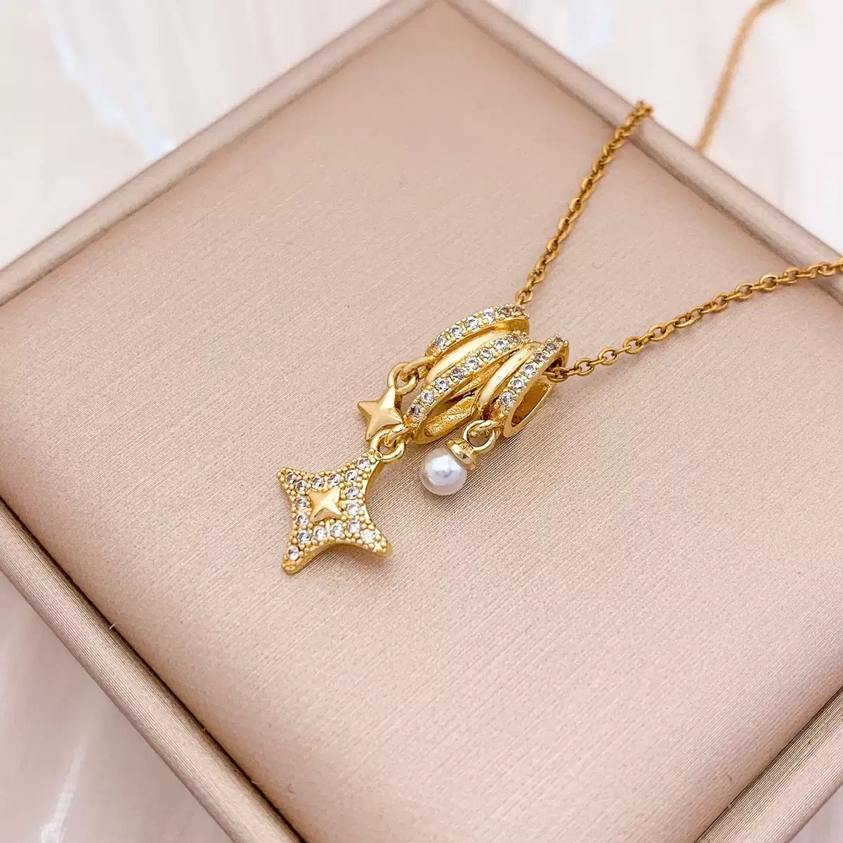 14K Gold Star Moissanite Pendant Necklace