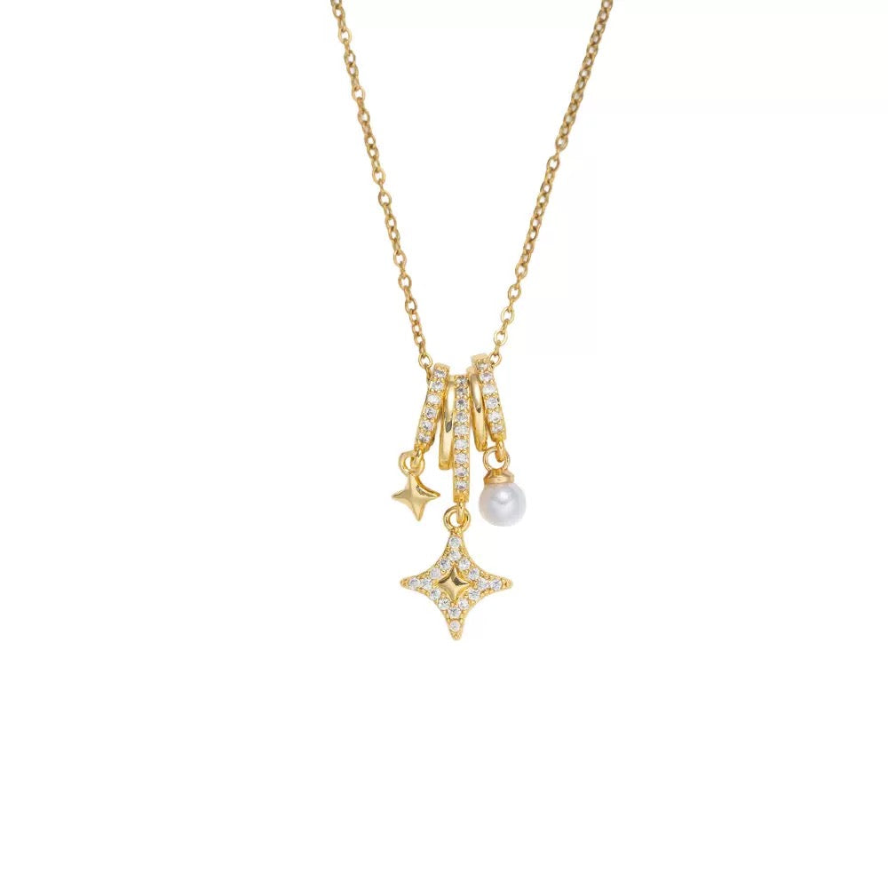 14K Gold Star Moissanite Pendant Necklace