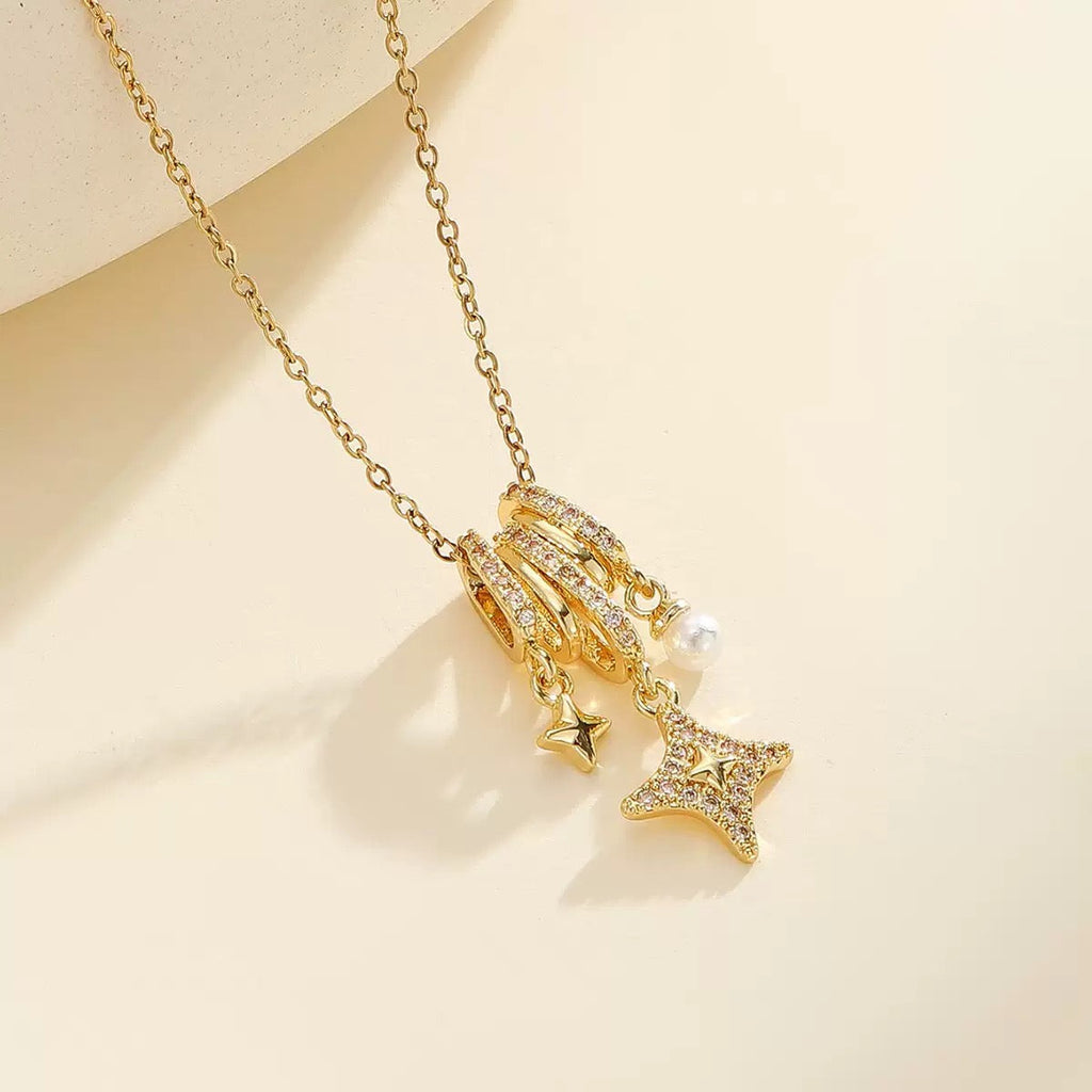 14K Gold Star Moissanite Pendant Necklace