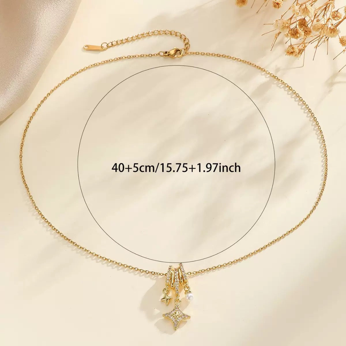 14K Gold Star Moissanite Pendant Necklace