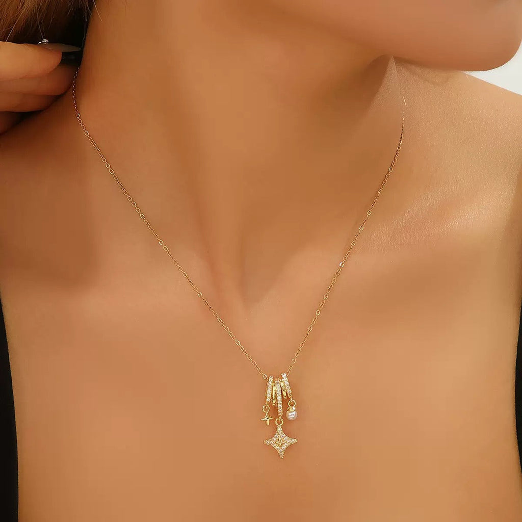 14K Gold Star Moissanite Pendant Necklace