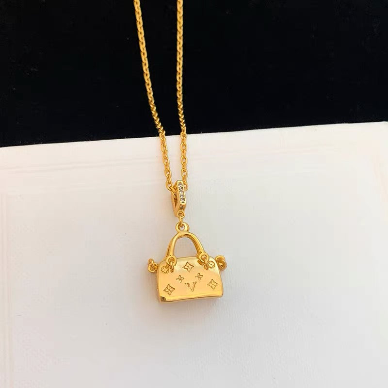 14K Gold Handbag Pendant Necklace