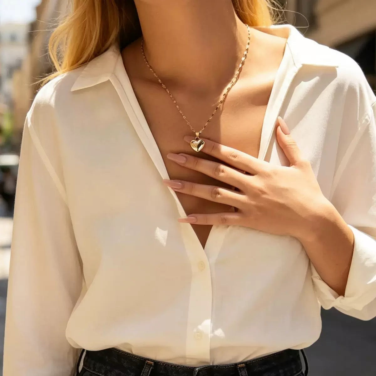 14K Gold Heart Pendant Necklace (Western Style)
