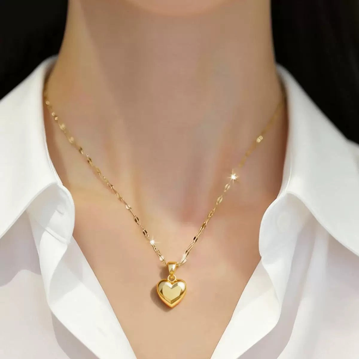 14K Gold Heart Pendant Necklace (Western Style)