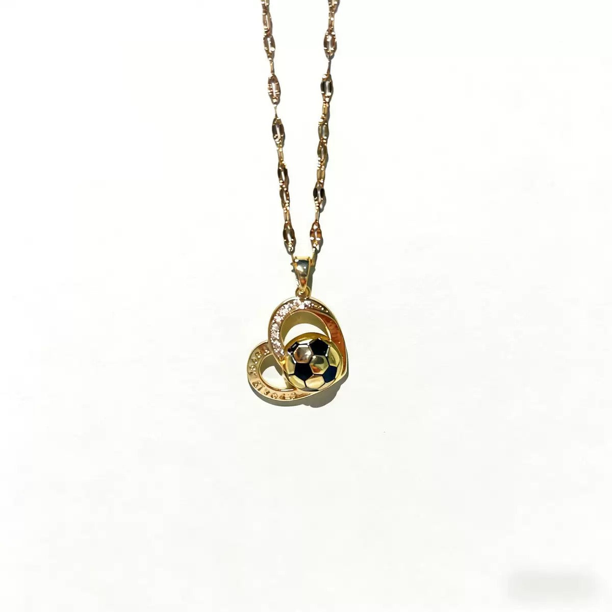 New 14K Gold Heart-Shaped Soccer Pendant Necklace